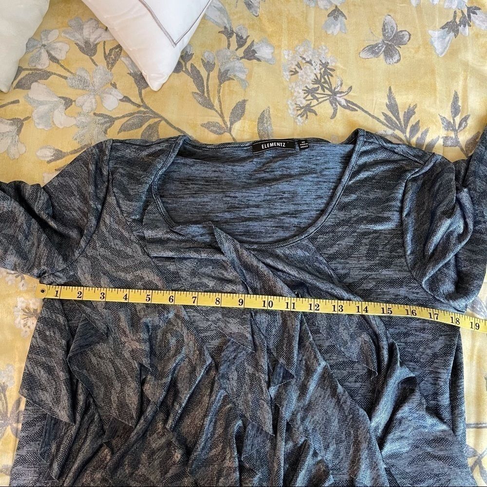Elementz Blue Ruffle Front Top, Medium‎ - Picture 10 of 11